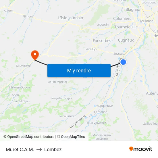 Muret C.A.M. to Lombez map
