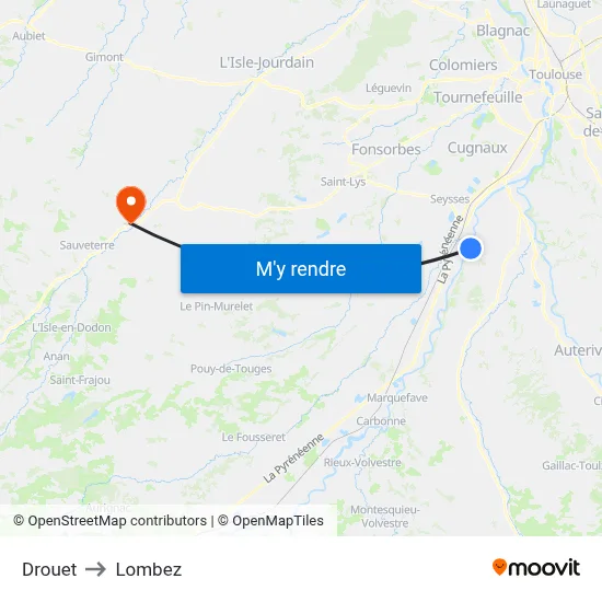 Drouet to Lombez map