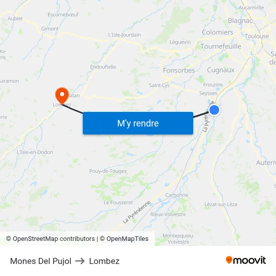 Mones Del Pujol to Lombez map