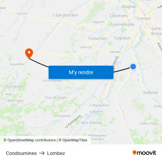 Condoumines to Lombez map