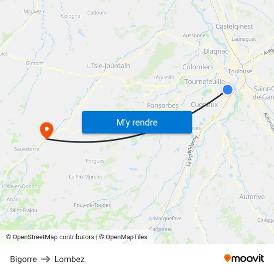Bigorre to Lombez map
