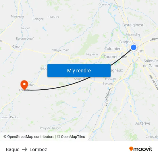Baqué to Lombez map