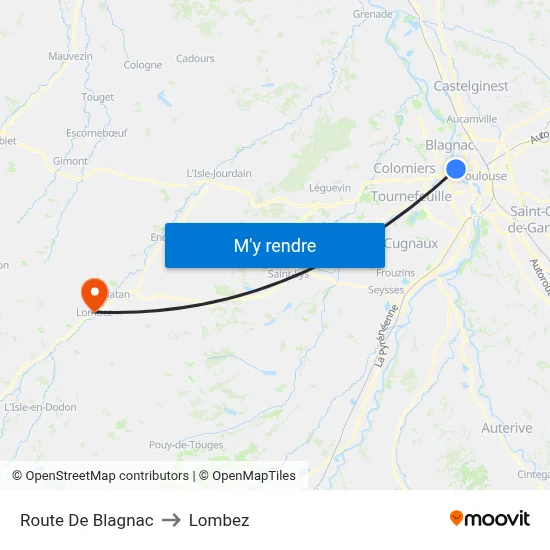 Route De Blagnac to Lombez map