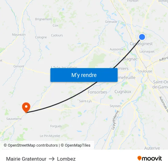 Mairie Gratentour to Lombez map