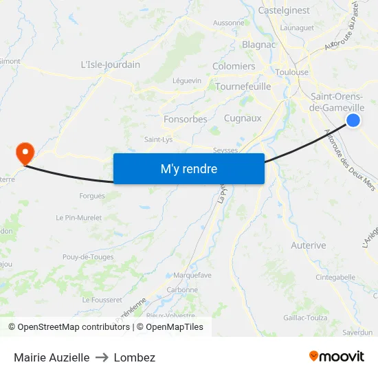 Mairie Auzielle to Lombez map
