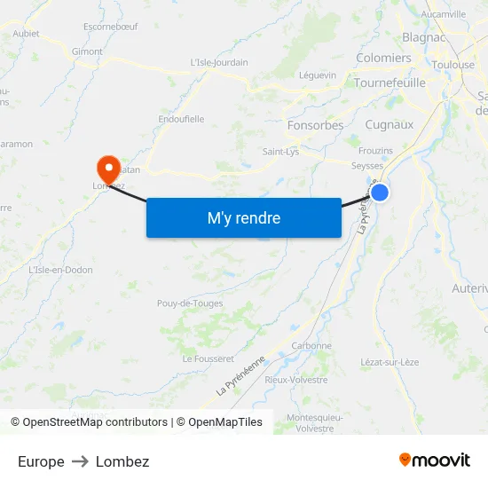 Europe to Lombez map