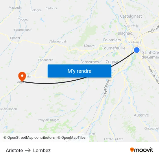 Aristote to Lombez map
