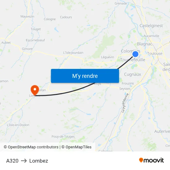 A320 to Lombez map