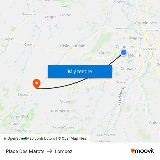 Place Des Marots to Lombez map