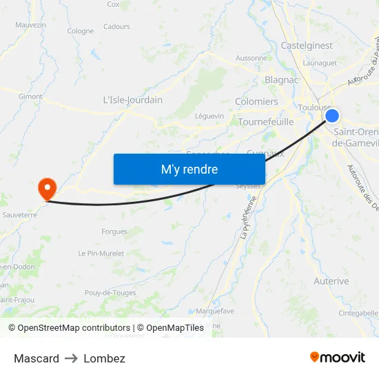 Mascard to Lombez map