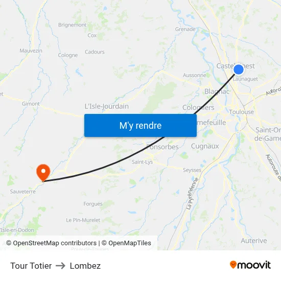 Tour Totier to Lombez map