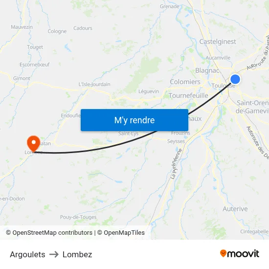 Argoulets to Lombez map