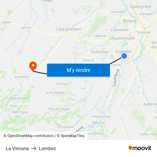 La Vimona to Lombez map