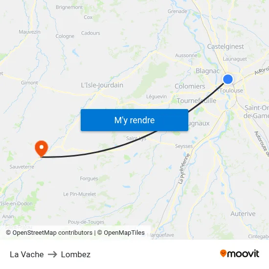 La Vache to Lombez map