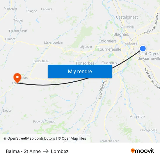 Balma - St Anne to Lombez map