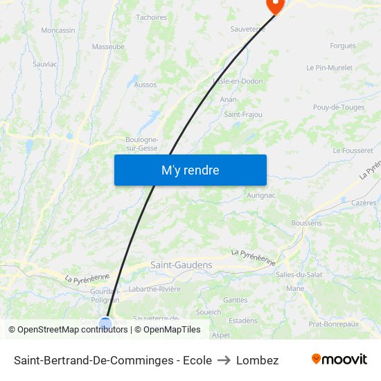 Saint-Bertrand-De-Comminges - Ecole to Lombez map