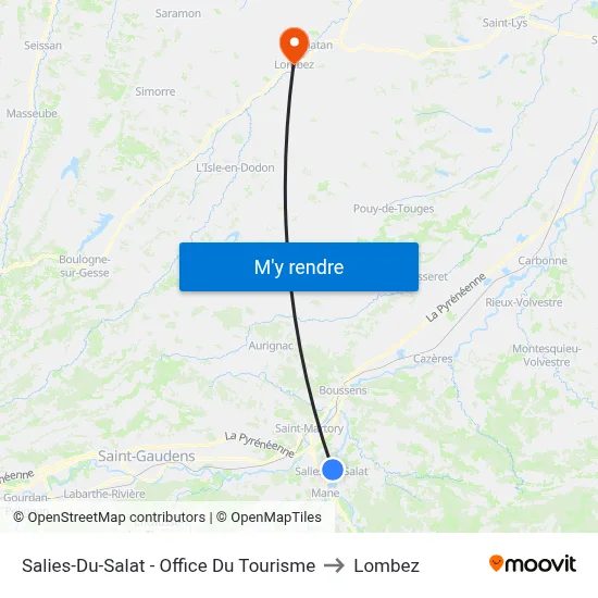 Salies-Du-Salat - Office Du Tourisme to Lombez map