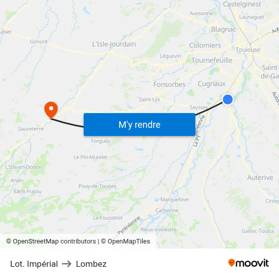 Lot. Impérial to Lombez map
