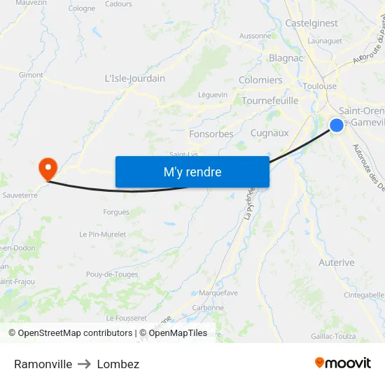 Ramonville to Lombez map