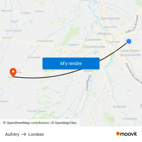 Aufréry to Lombez map