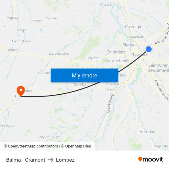 Balma - Gramont to Lombez map