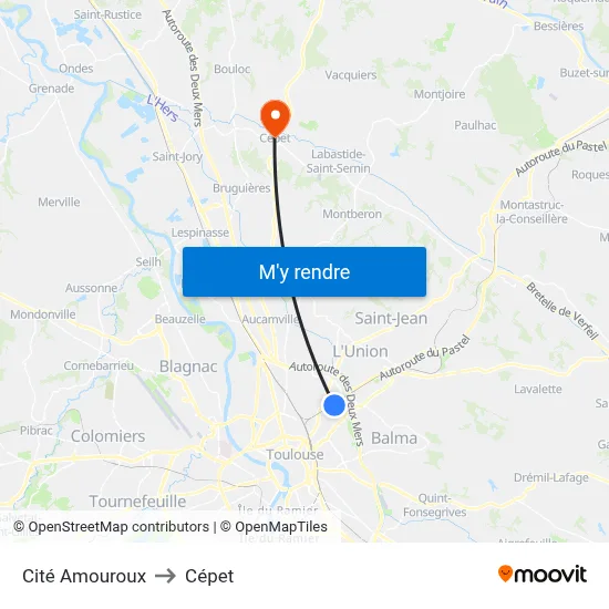 Cité Amouroux to Cépet map
