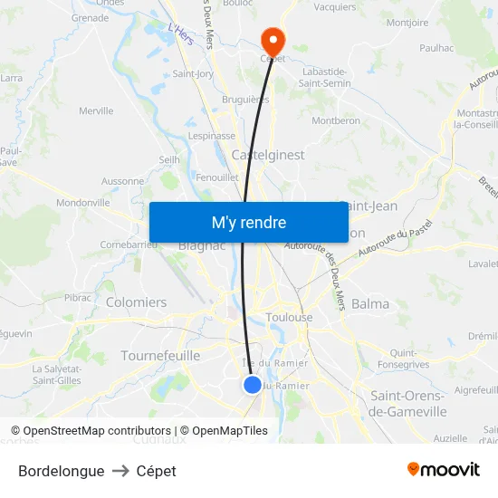 Bordelongue to Cépet map