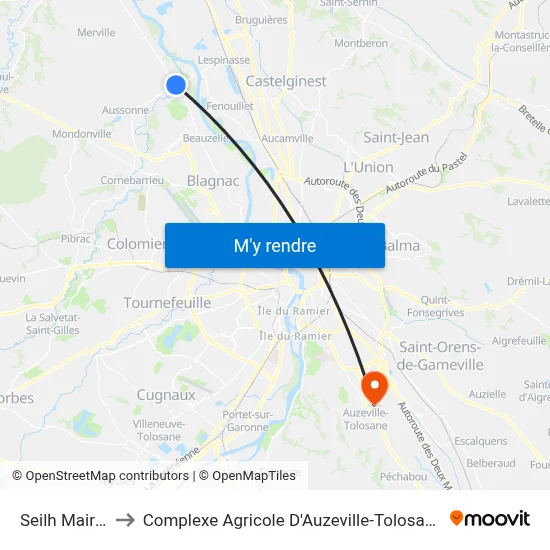 Seilh Mairie to Complexe Agricole D'Auzeville-Tolosane map