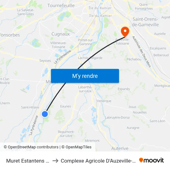 Muret Estantens Eglise to Complexe Agricole D'Auzeville-Tolosane map