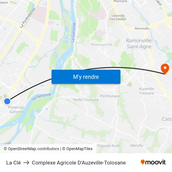 La Clé to Complexe Agricole D'Auzeville-Tolosane map