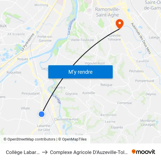 Collège Labarthe to Complexe Agricole D'Auzeville-Tolosane map