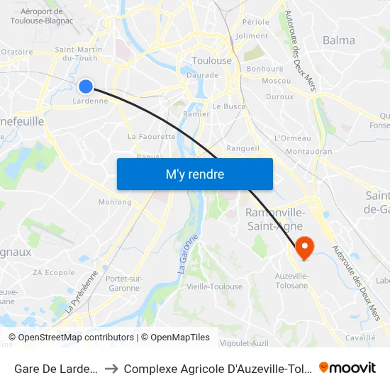 Gare De Lardenne to Complexe Agricole D'Auzeville-Tolosane map