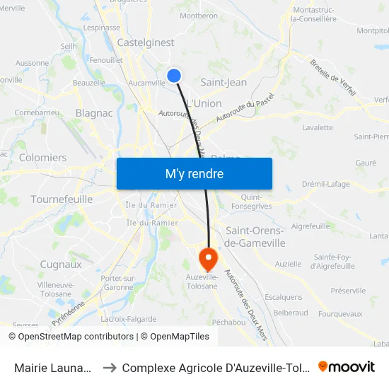 Mairie Launaguet to Complexe Agricole D'Auzeville-Tolosane map