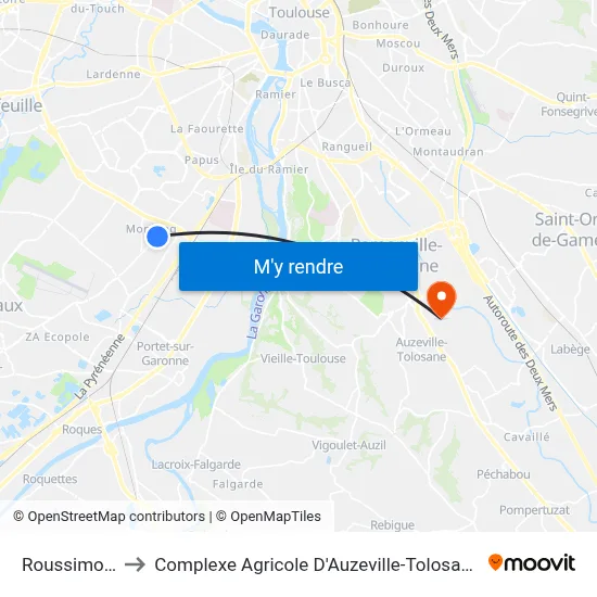 Roussimort to Complexe Agricole D'Auzeville-Tolosane map
