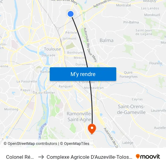 Colonel Rémy to Complexe Agricole D'Auzeville-Tolosane map