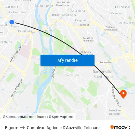 Bigorre to Complexe Agricole D'Auzeville-Tolosane map