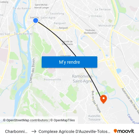Charbonnière to Complexe Agricole D'Auzeville-Tolosane map