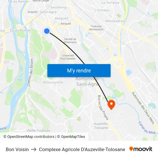 Bon Voisin to Complexe Agricole D'Auzeville-Tolosane map
