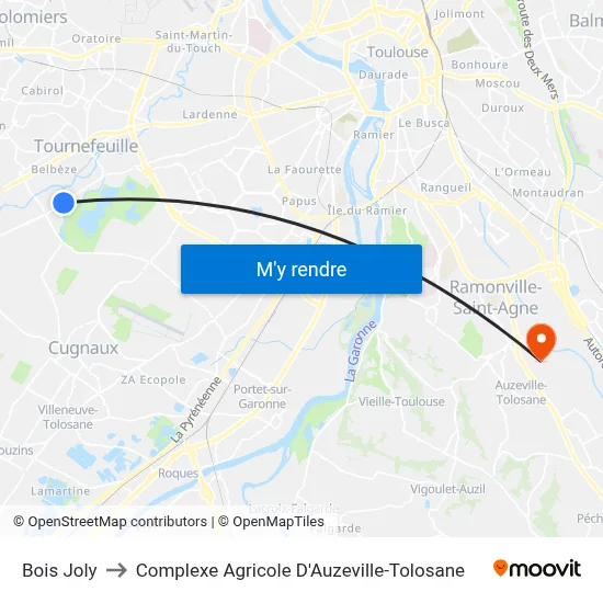 Bois Joly to Complexe Agricole D'Auzeville-Tolosane map