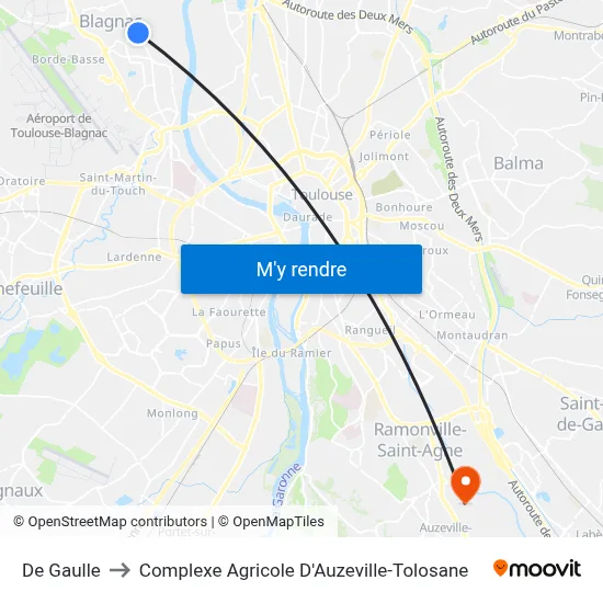 De Gaulle to Complexe Agricole D'Auzeville-Tolosane map