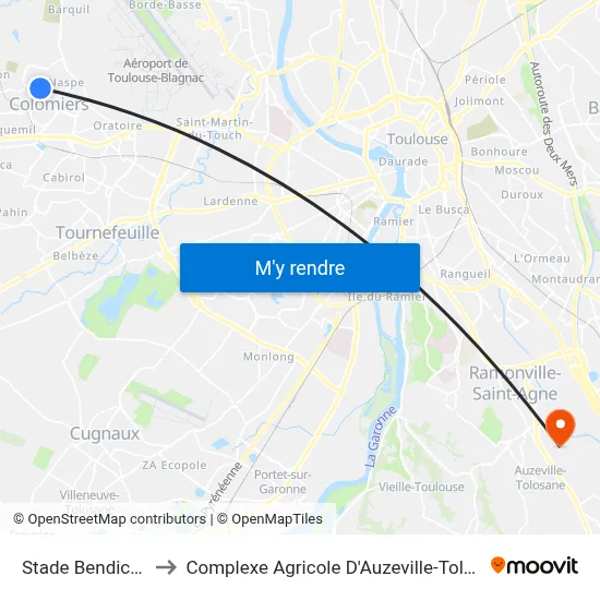 Stade Bendichou to Complexe Agricole D'Auzeville-Tolosane map