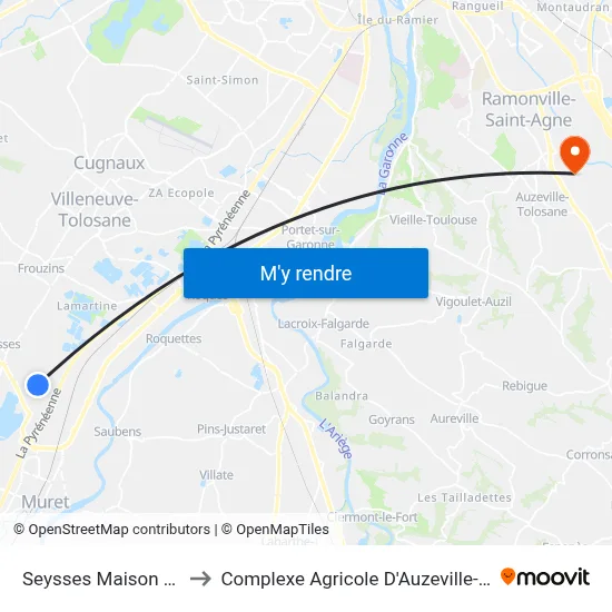 Seysses Maison D'Arrêt to Complexe Agricole D'Auzeville-Tolosane map
