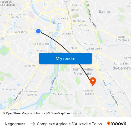 Négogousses to Complexe Agricole D'Auzeville-Tolosane map