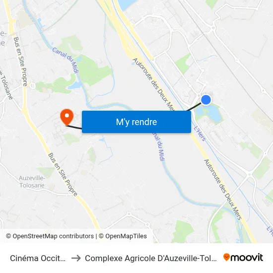 Cinéma Occitane to Complexe Agricole D'Auzeville-Tolosane map