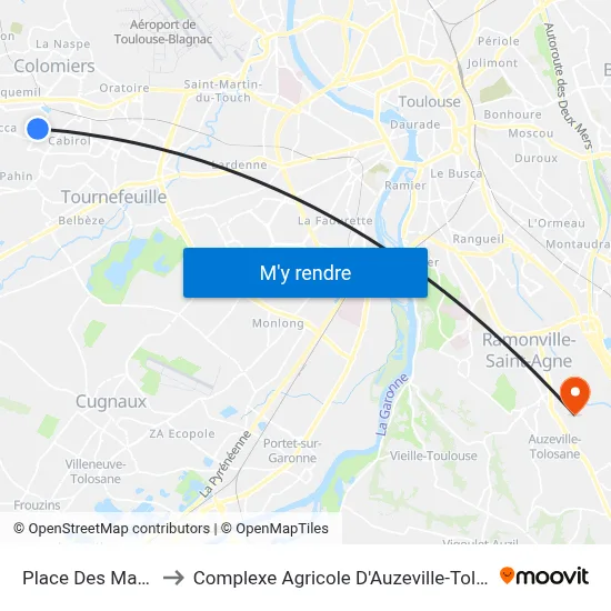 Place Des Marots to Complexe Agricole D'Auzeville-Tolosane map