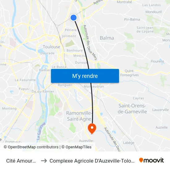 Cité Amouroux to Complexe Agricole D'Auzeville-Tolosane map