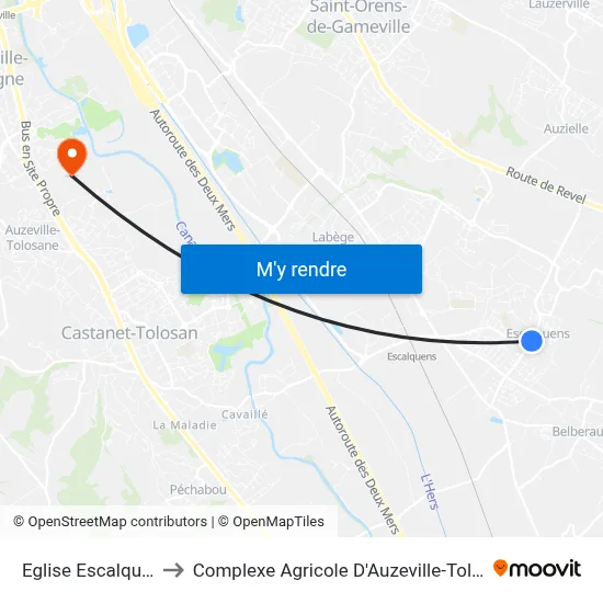 Eglise Escalquens to Complexe Agricole D'Auzeville-Tolosane map
