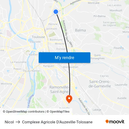 Nicol to Complexe Agricole D'Auzeville-Tolosane map