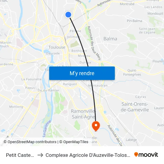 Petit Castelet to Complexe Agricole D'Auzeville-Tolosane map