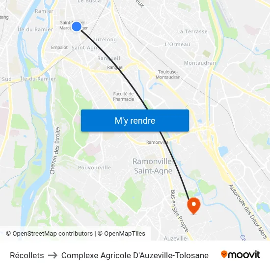 Récollets to Complexe Agricole D'Auzeville-Tolosane map